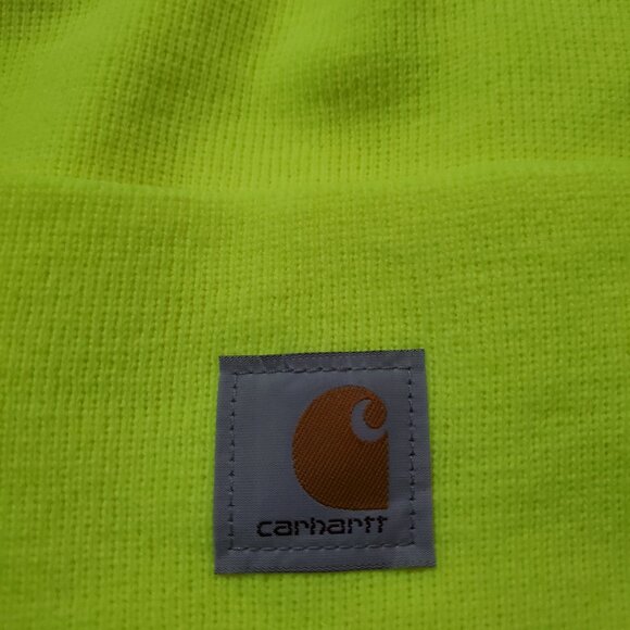 Carhartt Knit Cuffed Beanie - Hunter Highlighter Neon Yellow - Picture 2 of 6